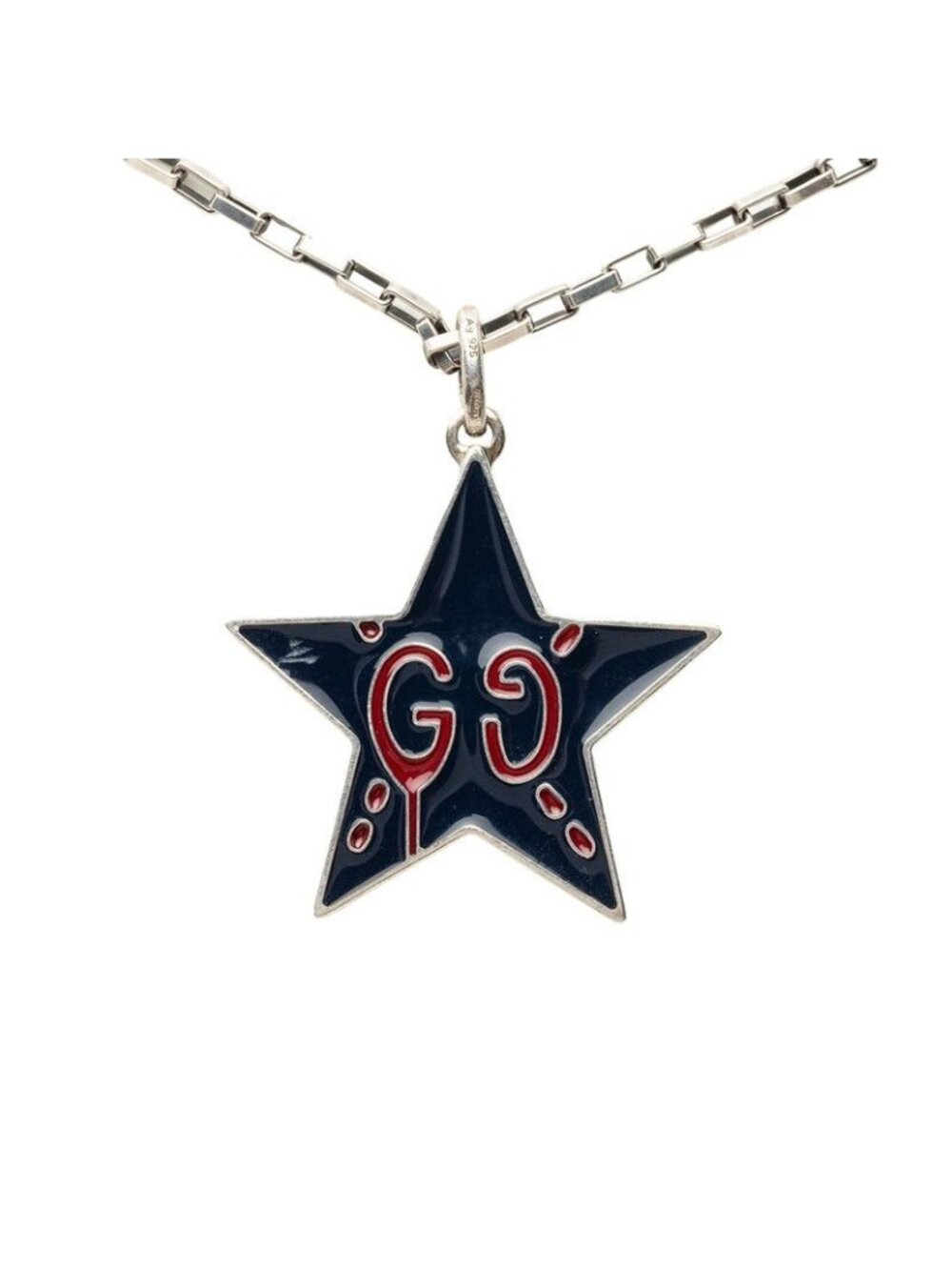 Gucci GG Ghost Star Chain Pendant Black Silver